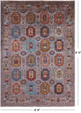 Grey Turkmen Ersari Hand Knotted Wool Rug - 6' 8" X 9' 5" - Golden Nile