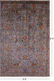 Grey Peshawar Hand Knotted Wool Rug - 5' 6" X 8' 5" - Golden Nile