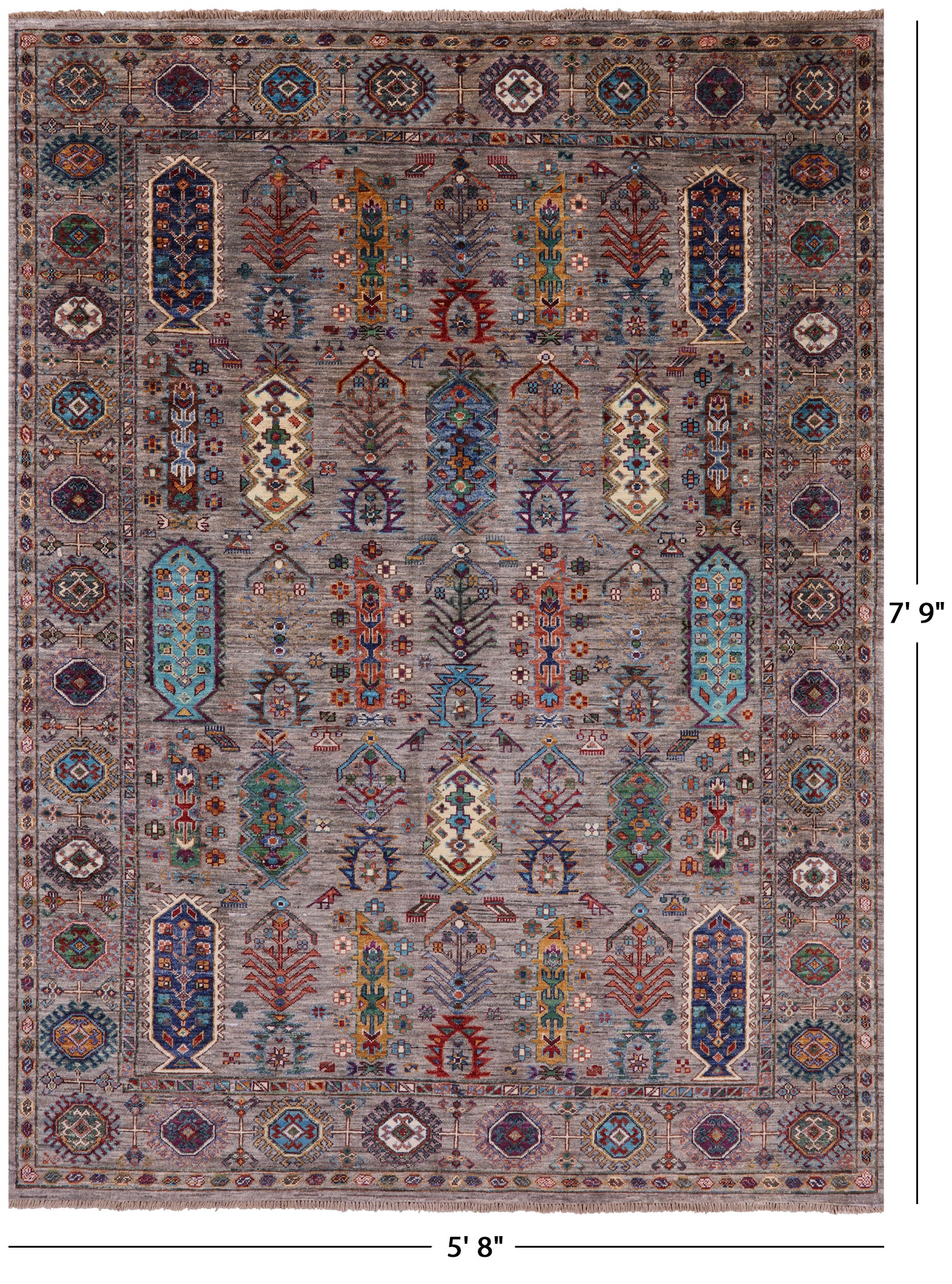 Turkmen Ersari Hand Knotted Wool Rug - 5' 8" X 7' 9" - Golden Nile