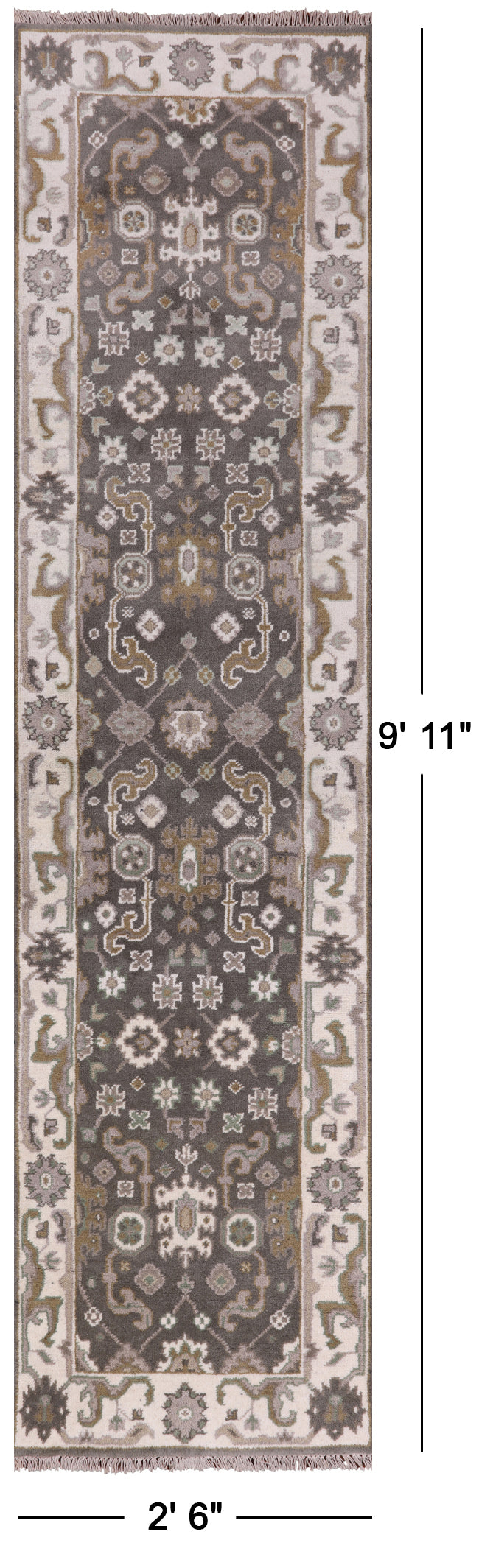 Turkish Oushak Hand Knotted Wool Runner Rug - 2' 6" X 9' 11" - Golden Nile