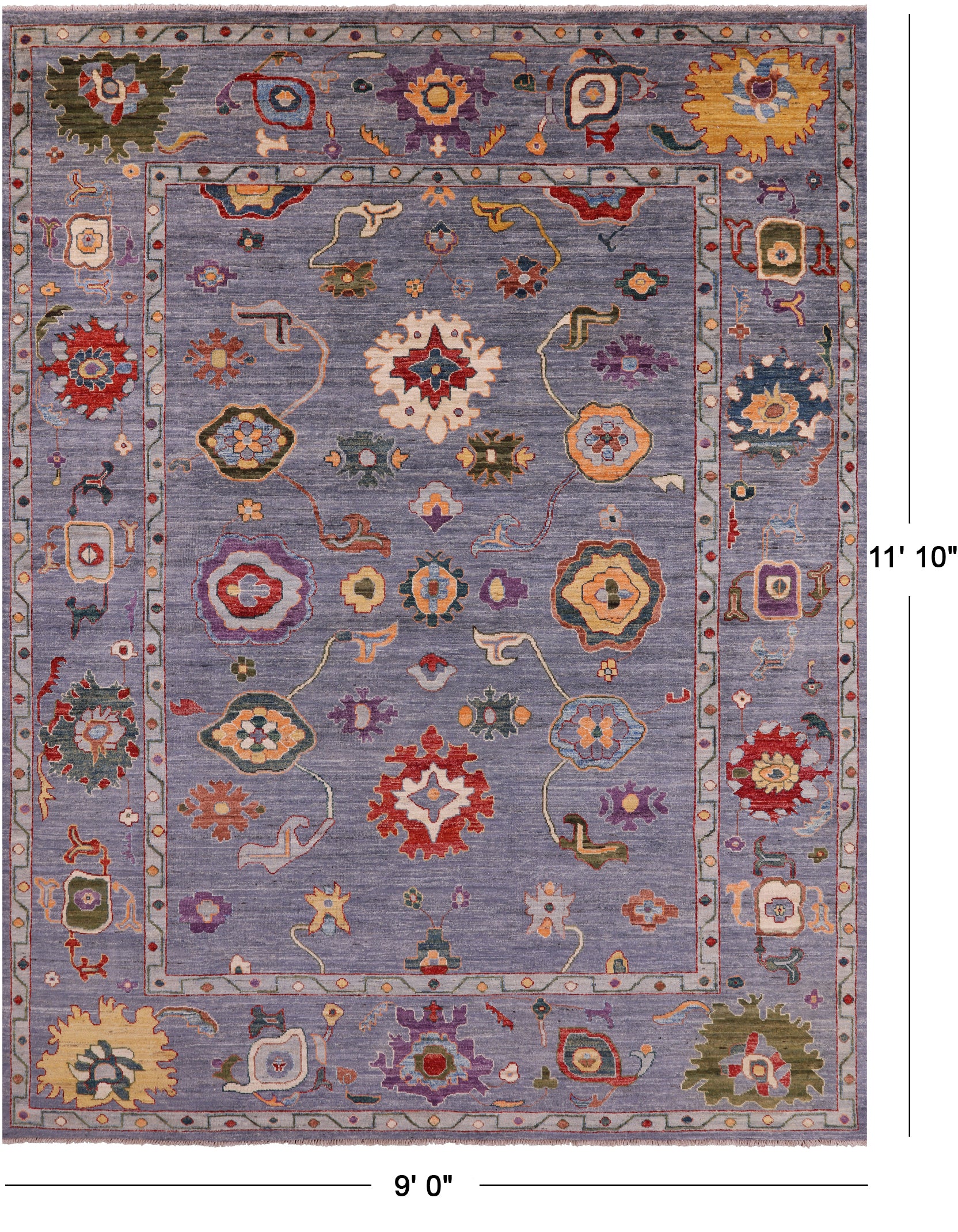 Turkish Oushak Handmade Wool Rug - 9' 0" X 11' 10" - Golden Nile