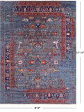 Blue Persian Fine Serapi Hand Knotted Wool Rug - 9' 0" X 11' 11" - Golden Nile