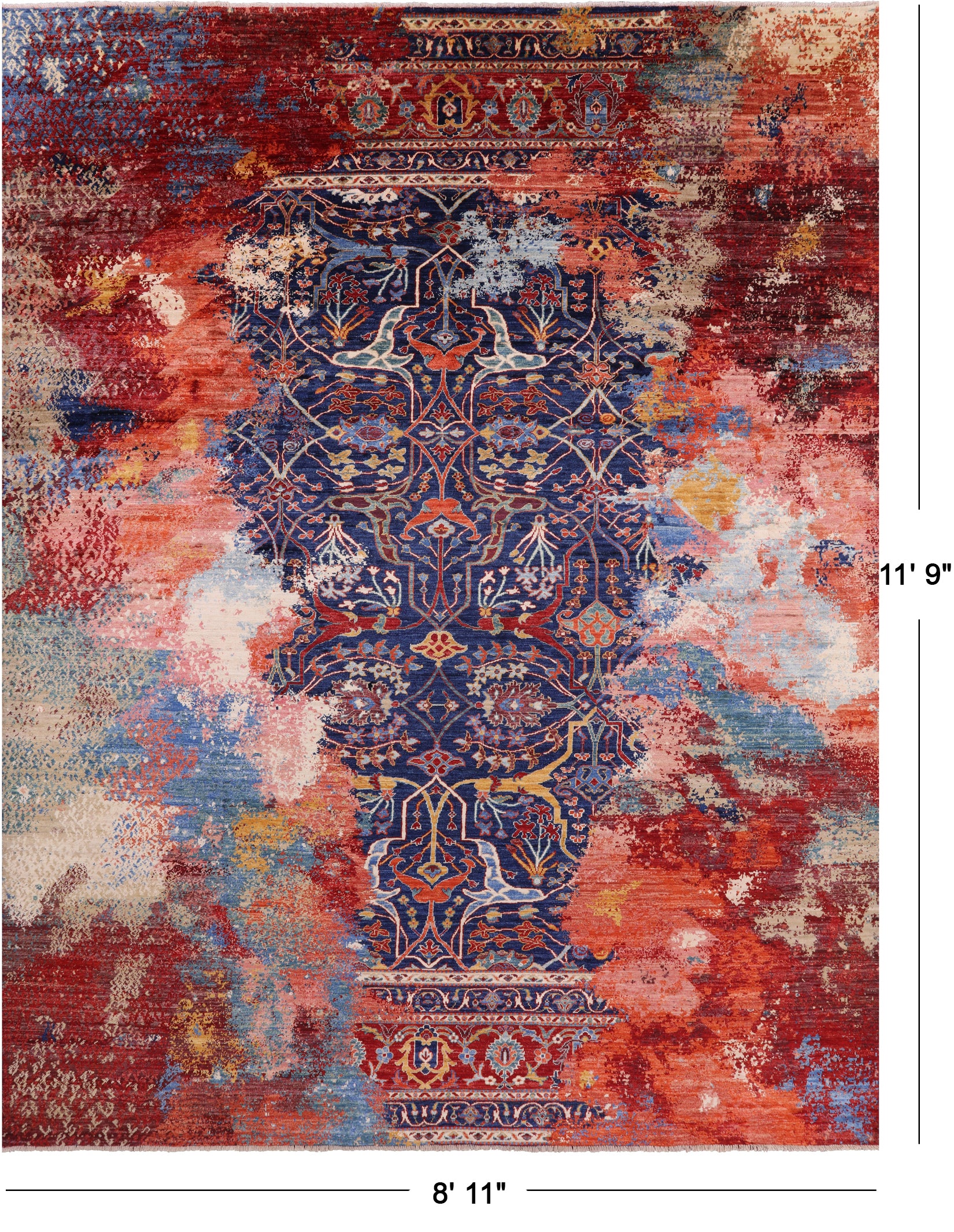 Persian Fine Serapi Hand Knotted Wool Rug - 8' 11" X 11' 9" - Golden Nile