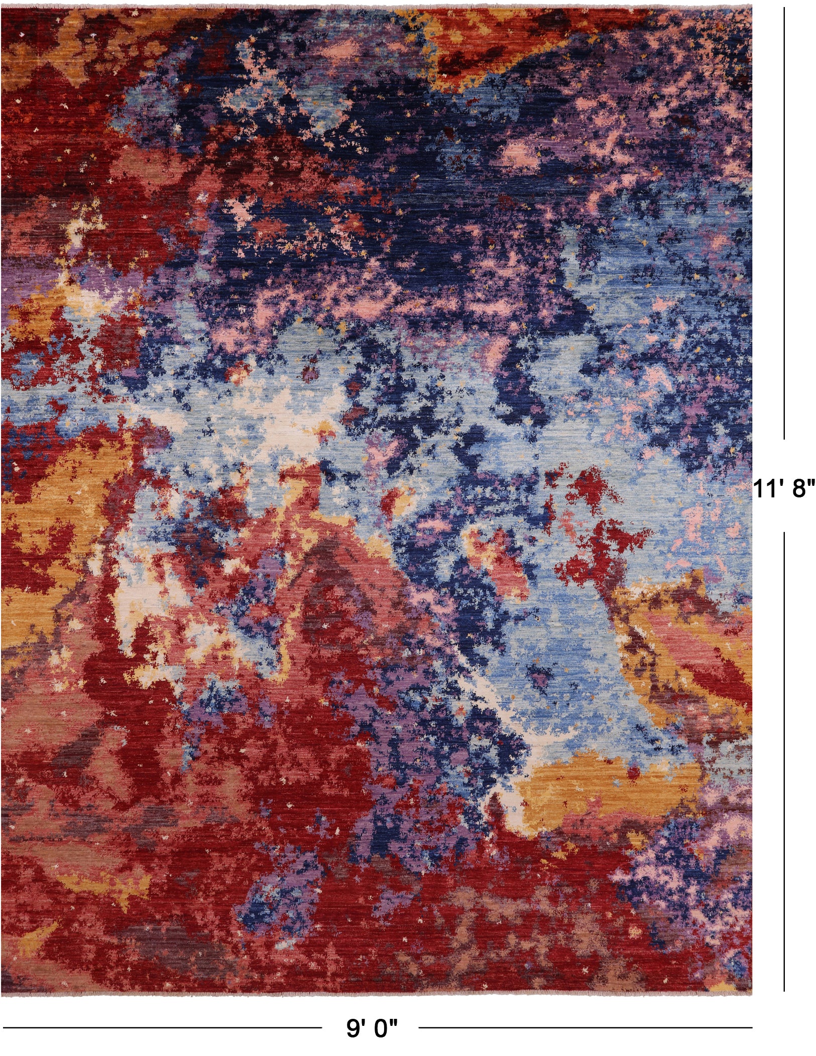 Abstract Contemporary Hand Knotted Wool Rug - 9' 0" X 11' 8" - Golden Nile