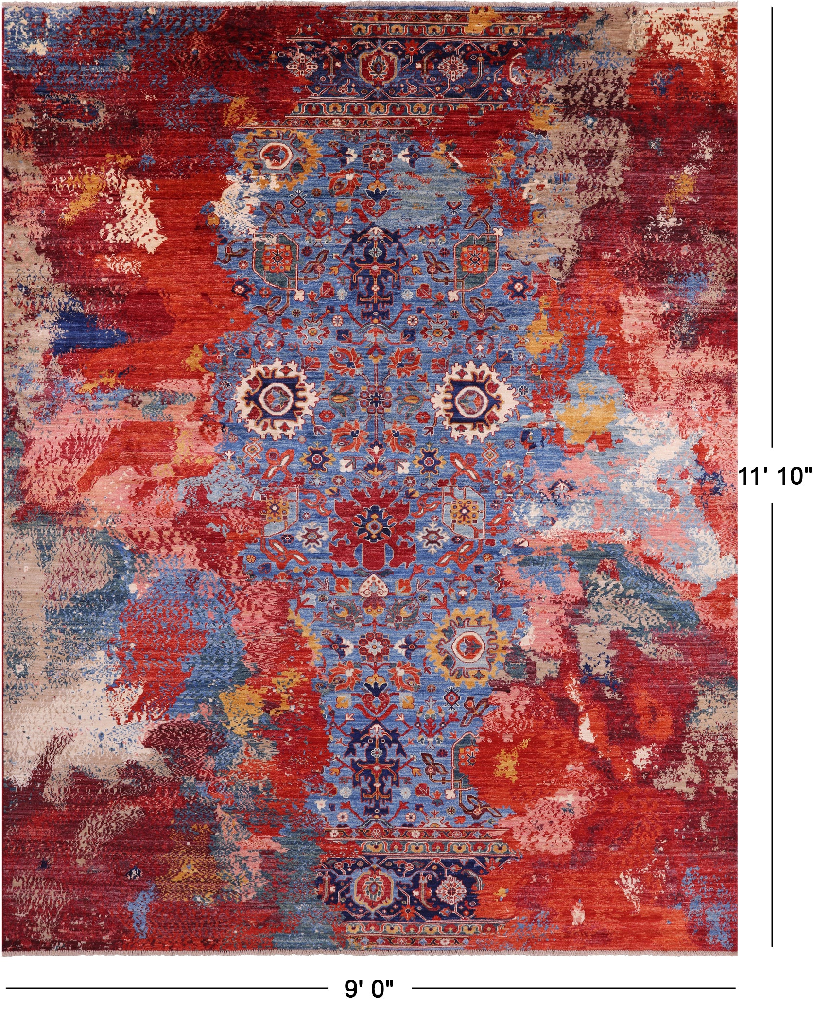 Persian Fine Serapi Hand Knotted Wool Rug - 9' 0" X 11' 10" - Golden Nile