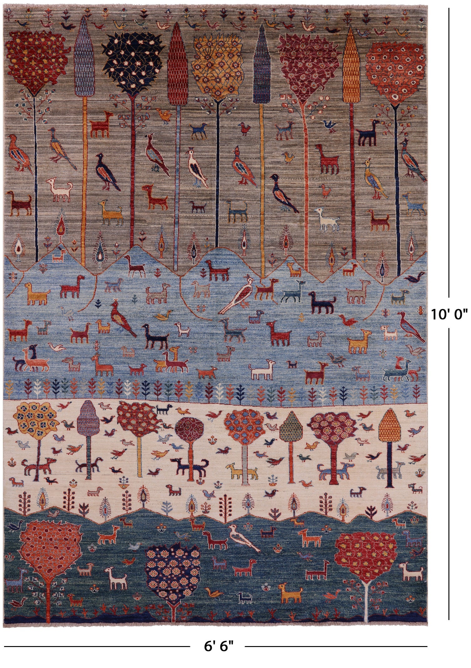 Tribal Persian Gabbeh Hand Knotted Wool Rug - 6' 6" X 10' 0" - Golden Nile