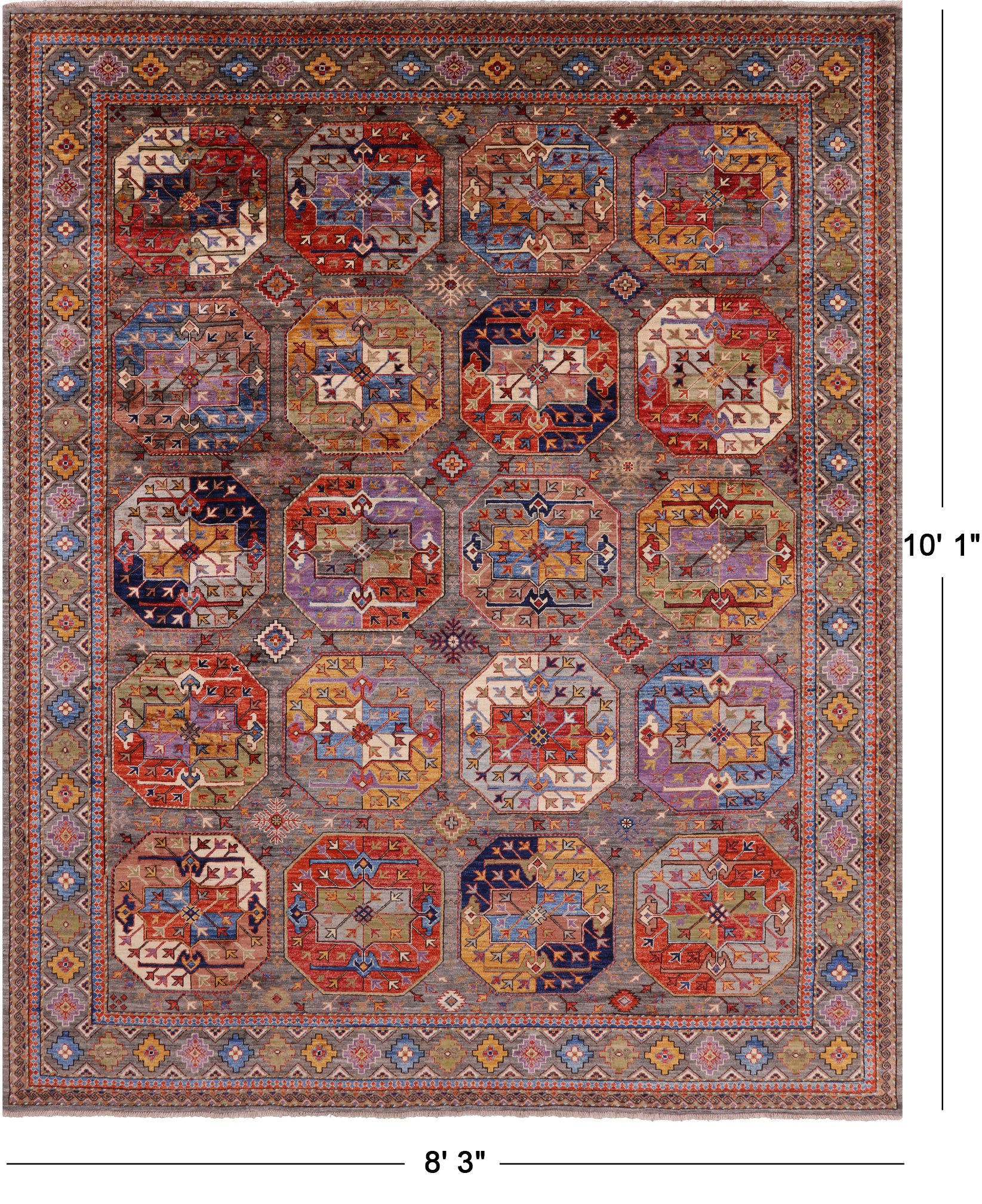 Turkmen Ersari Hand Knotted Wool Rug - 8' 3" X 10' 1" - Golden Nile