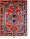 Red Persian Fine Serapi Handmade Wool Rug - 8' 11" X 12' 1" - Golden Nile