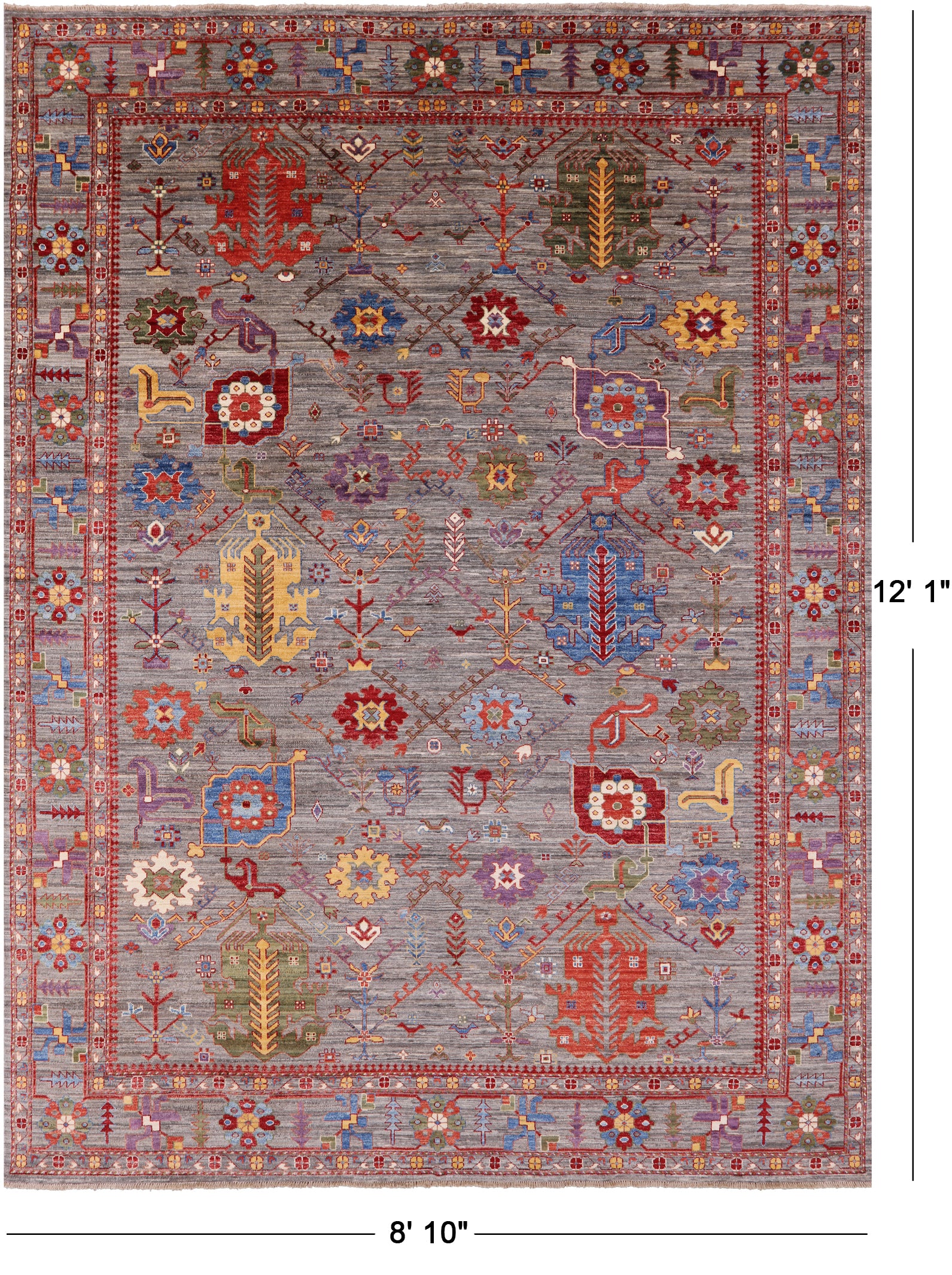 Persian Fine Serapi Hand Knotted Wool Rug - 8' 10" X 12' 1" - Golden Nile
