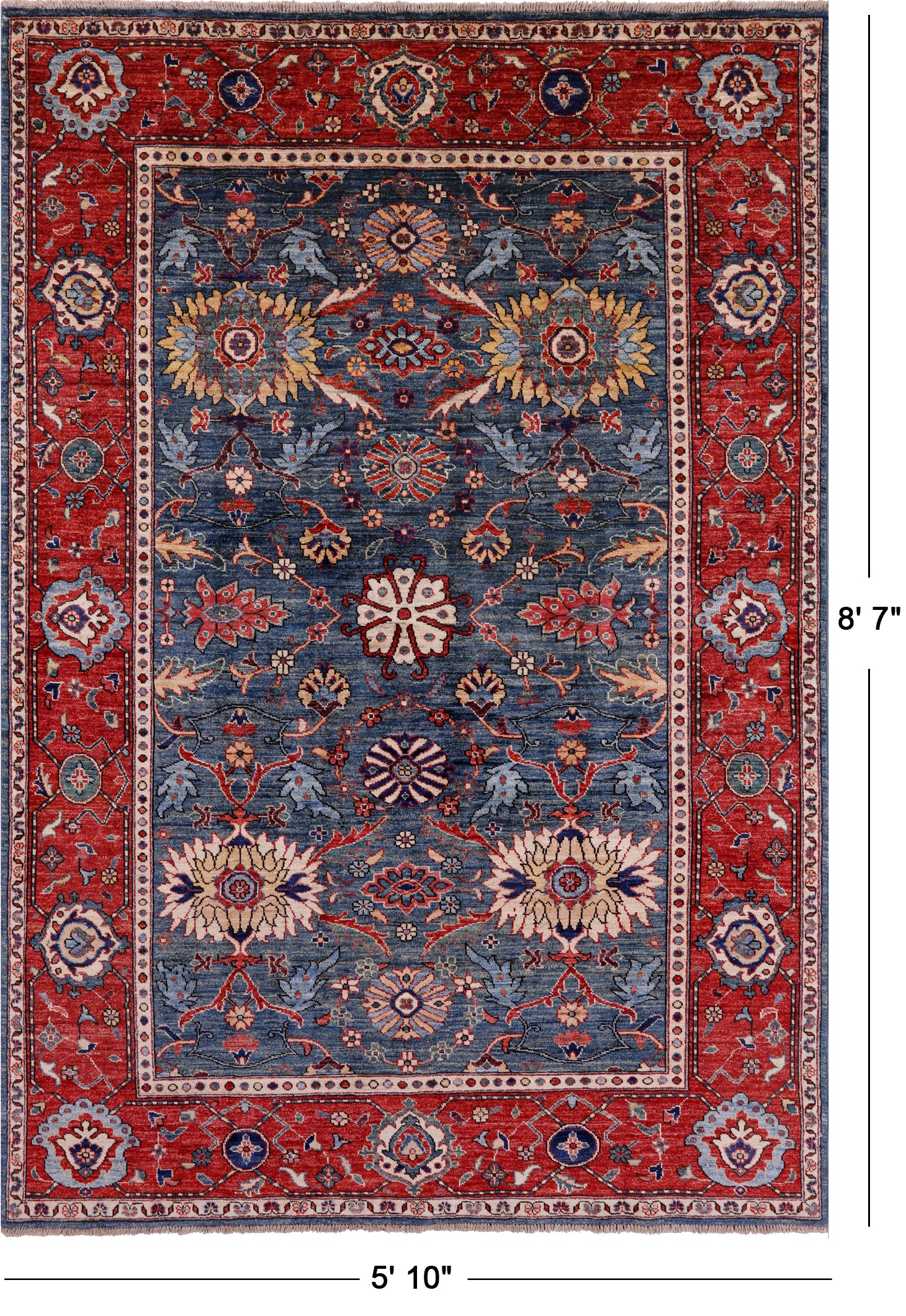 Persian Fine Serapi Hand Knotted Wool Rug - 5' 10" X 8' 7" - Golden Nile