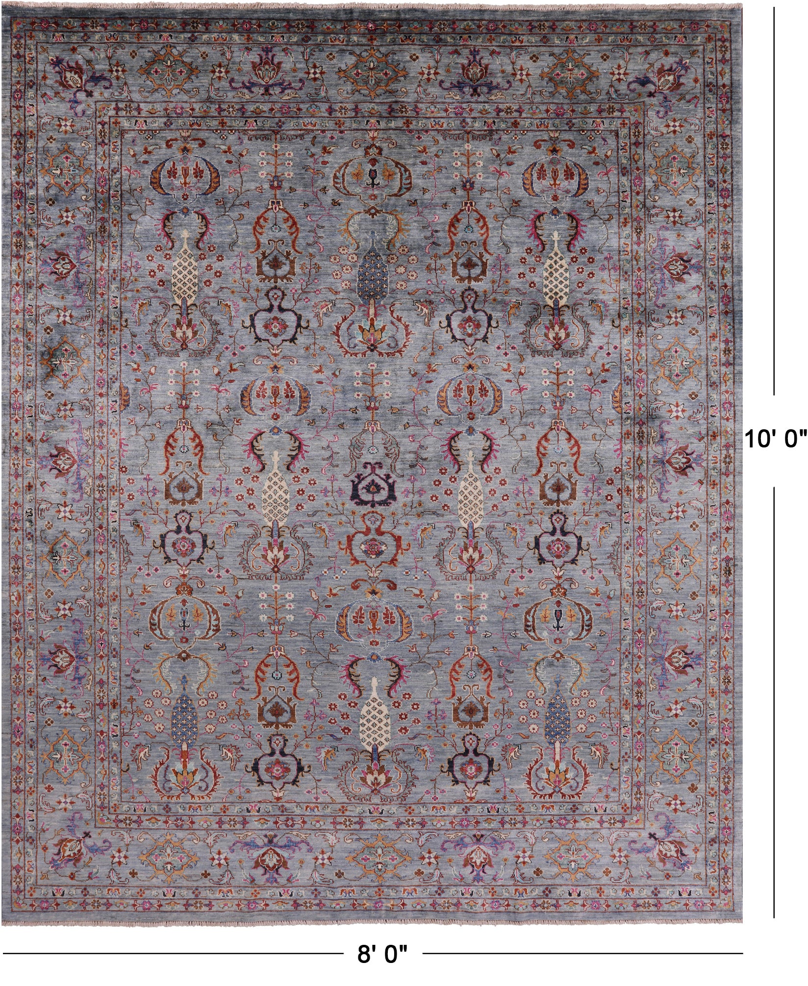 Peshawar Hand Knotted Wool Rug - 8' 0" X 10' 0" - Golden Nile