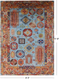 Blue Turkmen Ersari Hand Knotted Wool Rug - 8' 3" X 11' 6" - Golden Nile