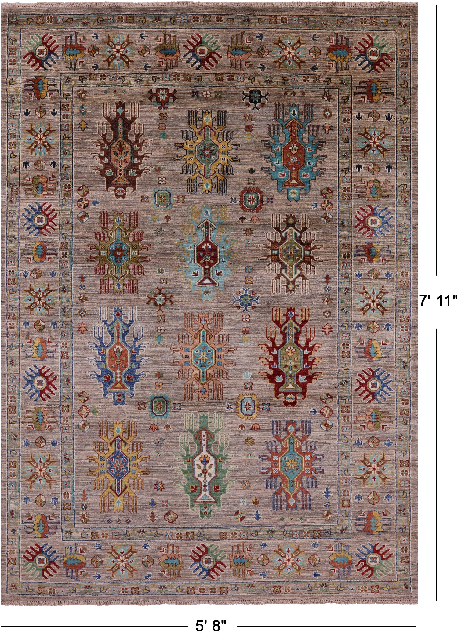 Tribal Persian Hand Knotted Wool Rug - 5' 8" X 7' 11" - Golden Nile