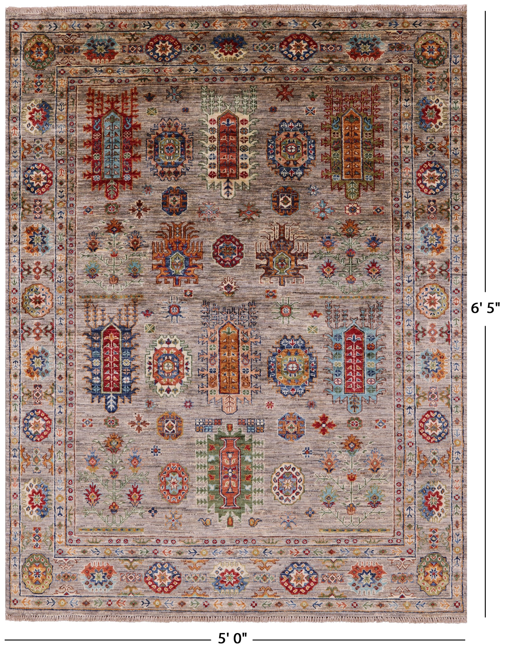 Tribal Persian Handmade Wool Rug - 5' 0" X 6' 5" - Golden Nile