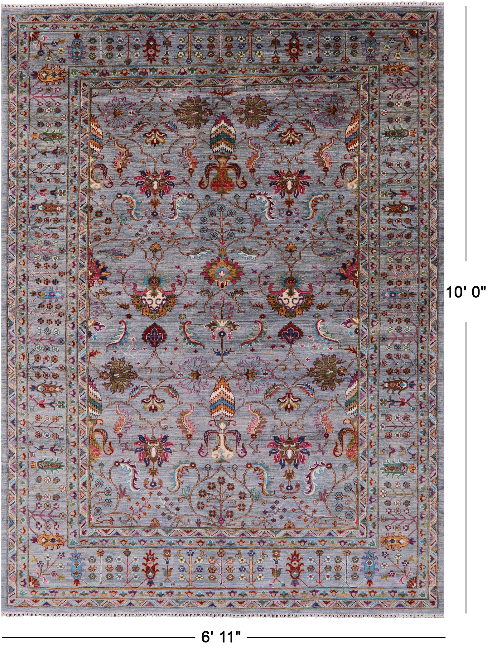 Peshawar Handmade Wool Rug - 6' 11" X 10' 0" - Golden Nile