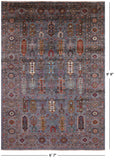 Grey Turkmen Ersari Hand Knotted Wool Rug - 6' 7" X 9' 9" - Golden Nile