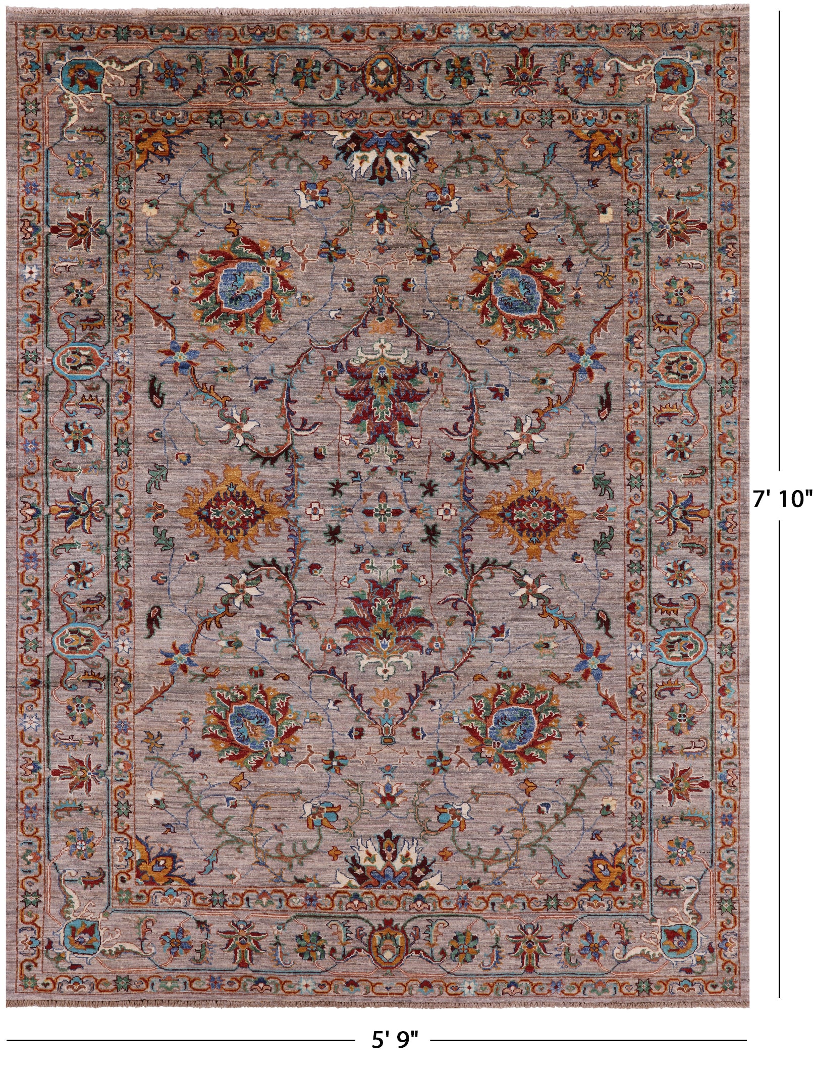 Persian Tabriz Handmade Wool Rug - 5' 9" X 7' 10" - Golden Nile