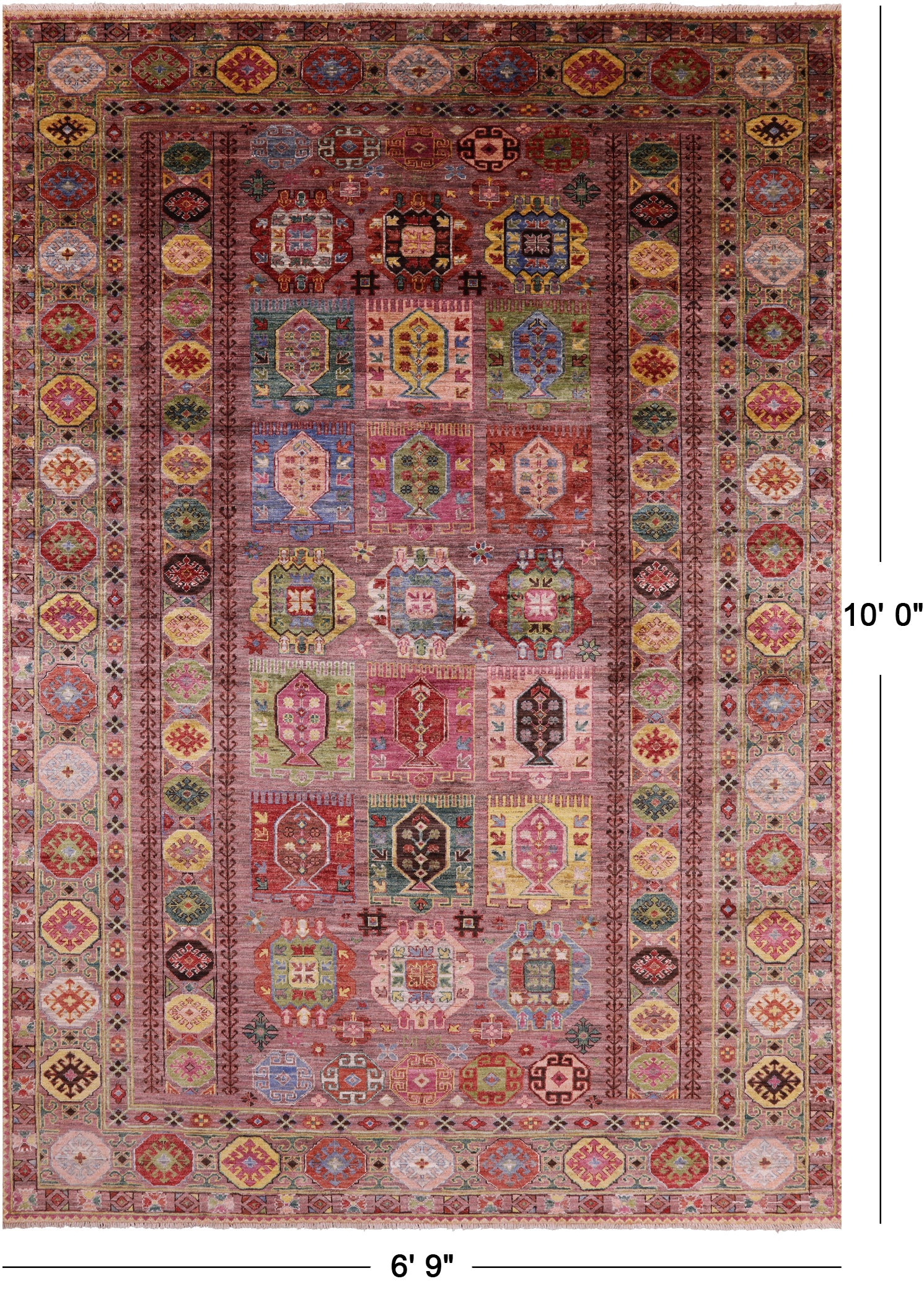 Tribal Persian Hand Knotted Wool Rug - 6' 9" X 10' 0" - Golden Nile