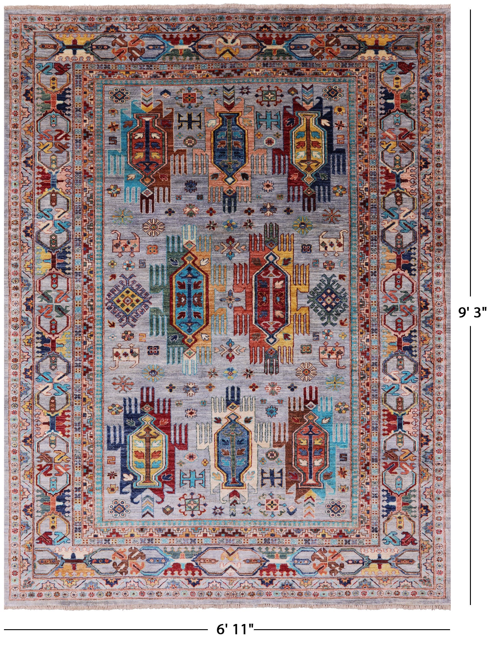 Persian Fine Serapi Hand Knotted Wool Rug - 6' 11" X 9' 3" - Golden Nile