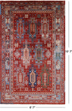 Red Persian Fine Serapi Hand Knotted Wool Rug - 6' 7" X 10' 7" - Golden Nile