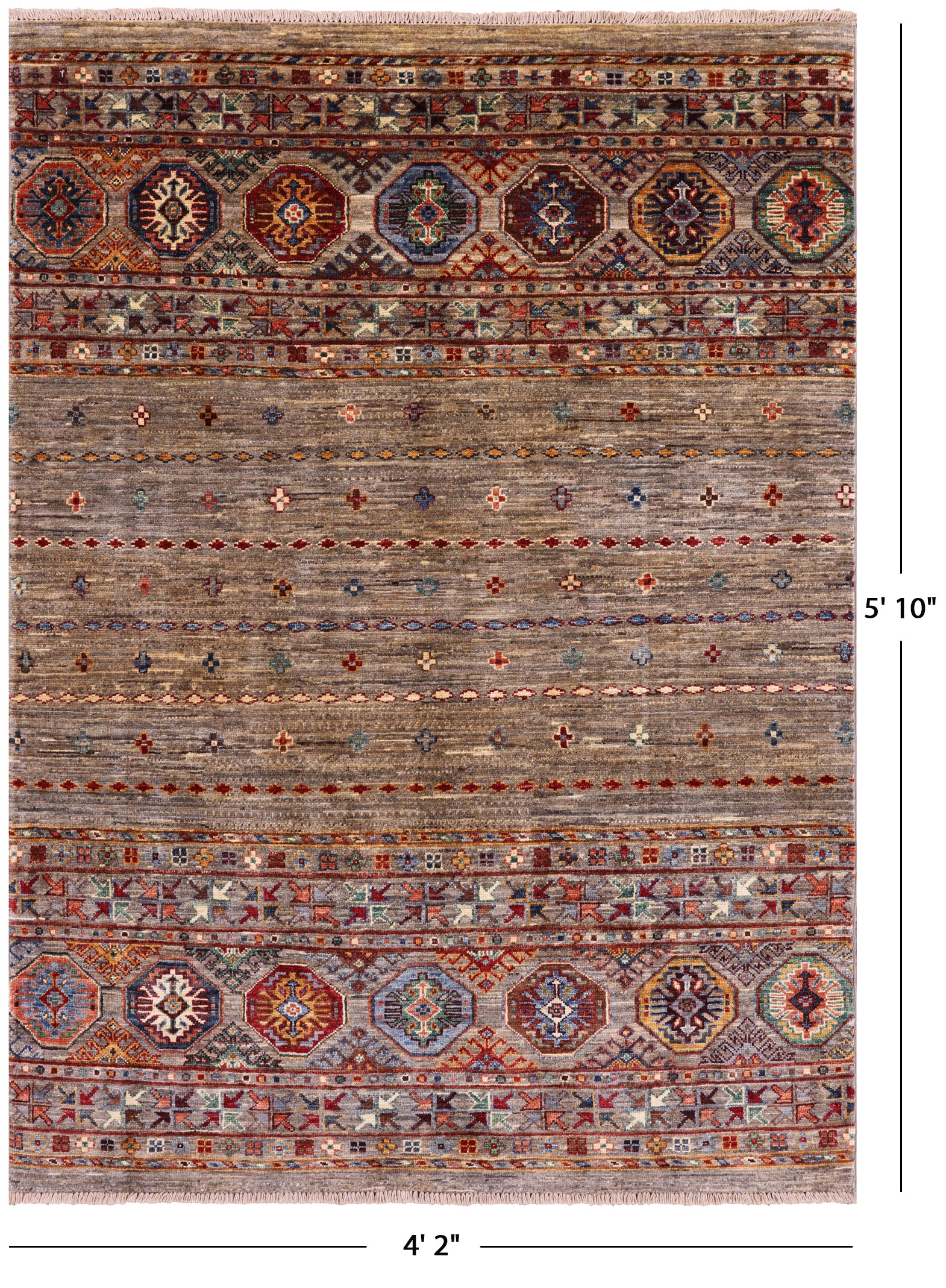 Khorjin Persian Gabbeh Handmade Wool Rug - 4' 2" X 5' 10" - Golden Nile