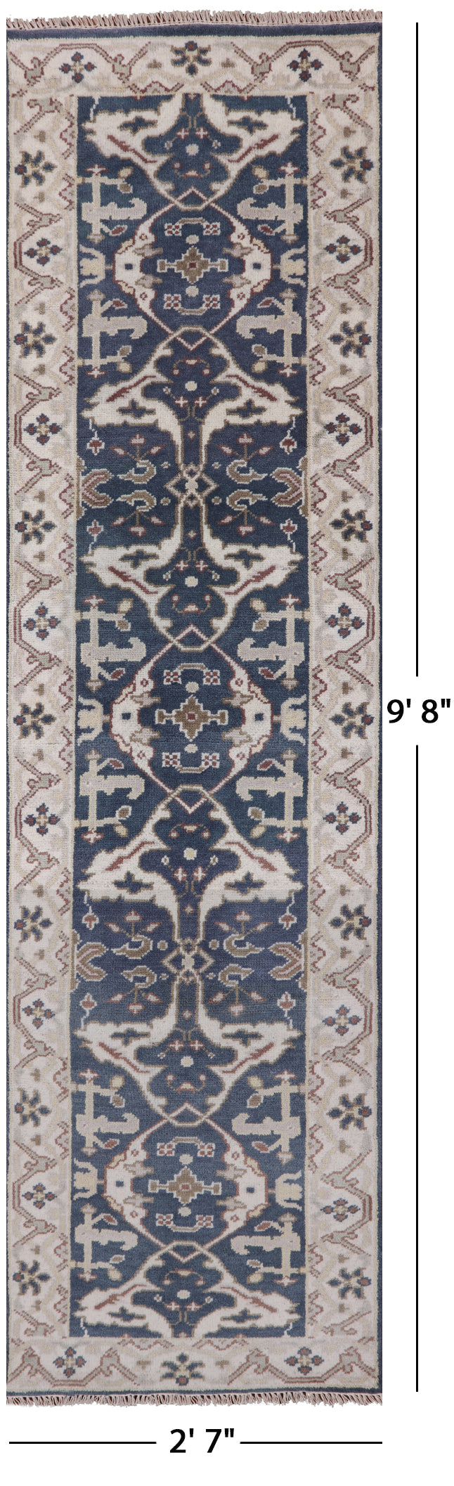 Turkish Oushak Handmade Wool Runner Rug - 2' 7" X 9' 8" - Golden Nile