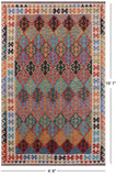 Reversible Kilim Flat Weave Wool On Wool Rug - 6' 6" X 10' 1" - Golden Nile