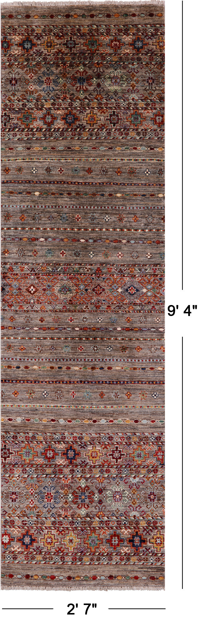 Khorjin Persian Gabbeh Hand Knotted Wool Runner Rug - 2' 7" X 9' 4" - Golden Nile