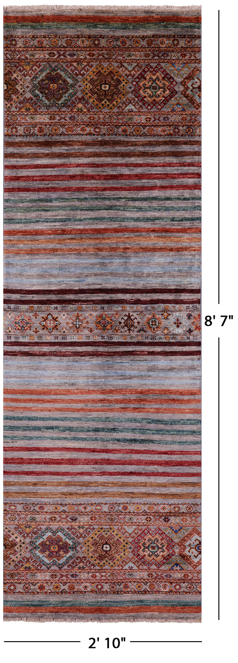 Khorjin Persian Gabbeh Hand Knotted Wool Runner Rug - 2' 10" X 8' 7" - Golden Nile