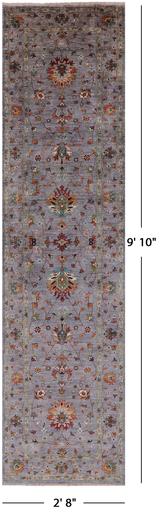 Peshawar Hand Knotted Wool Runner Rug - 2' 8" X 9' 10" - Golden Nile