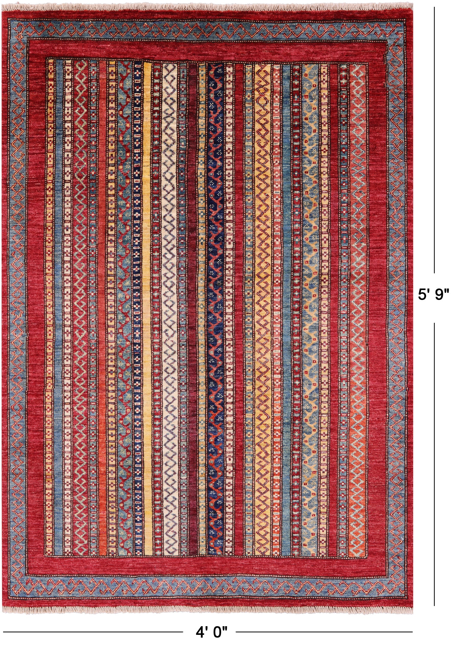 Shall Persian Gabbeh Handmade Wool Rug - 4' 0" X 5' 9" - Golden Nile
