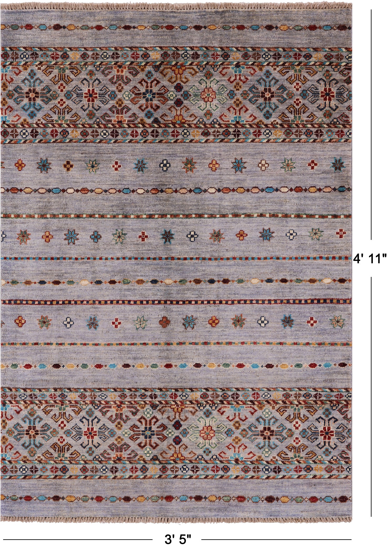 Khorjin Persian Gabbeh Hand Knotted Wool Rug - 3' 5" X 4' 11" - Golden Nile