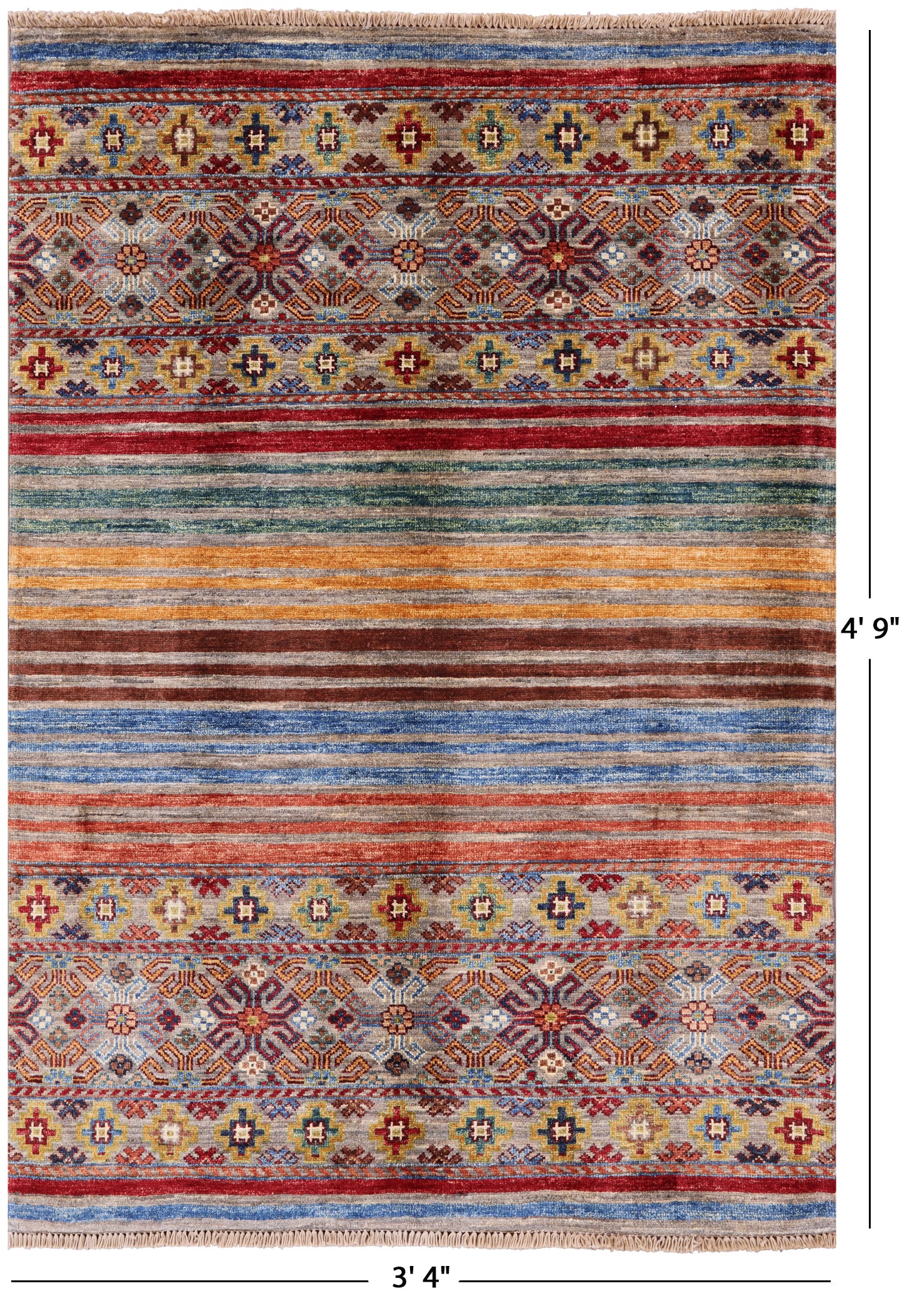 Khorjin Persian Gabbeh Hand Knotted Wool Rug - 3' 4" X 4' 9" - Golden Nile