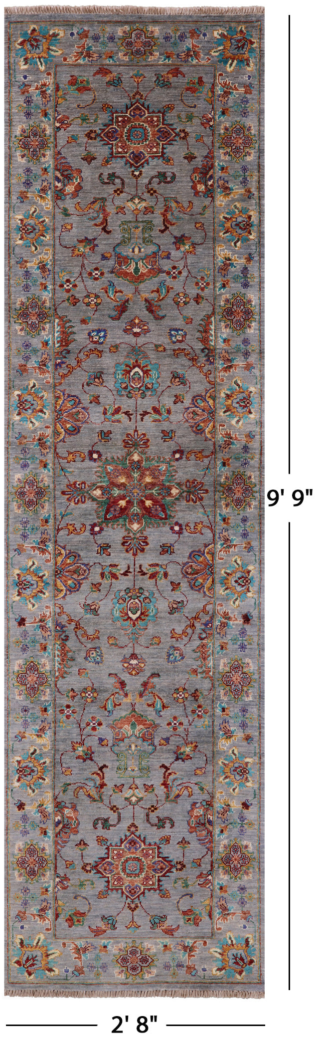 Persian tabriz Hand Knotted Wool Runner Rug - 2' 8" X 9' 9" - Golden Nile
