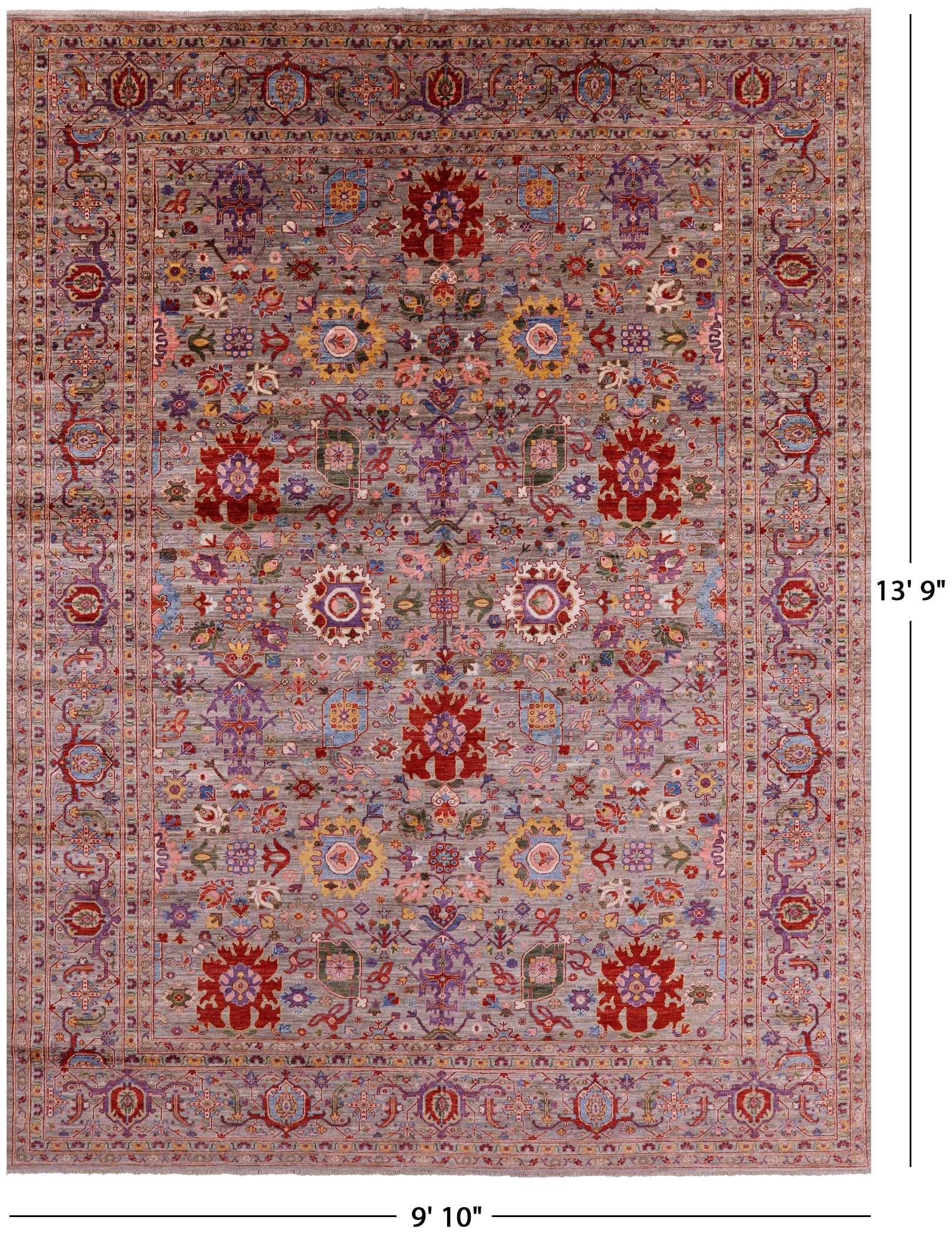 Persian Fine Serapi Hand Knotted Wool Rug - 9' 10" X 13' 9" - Golden Nile
