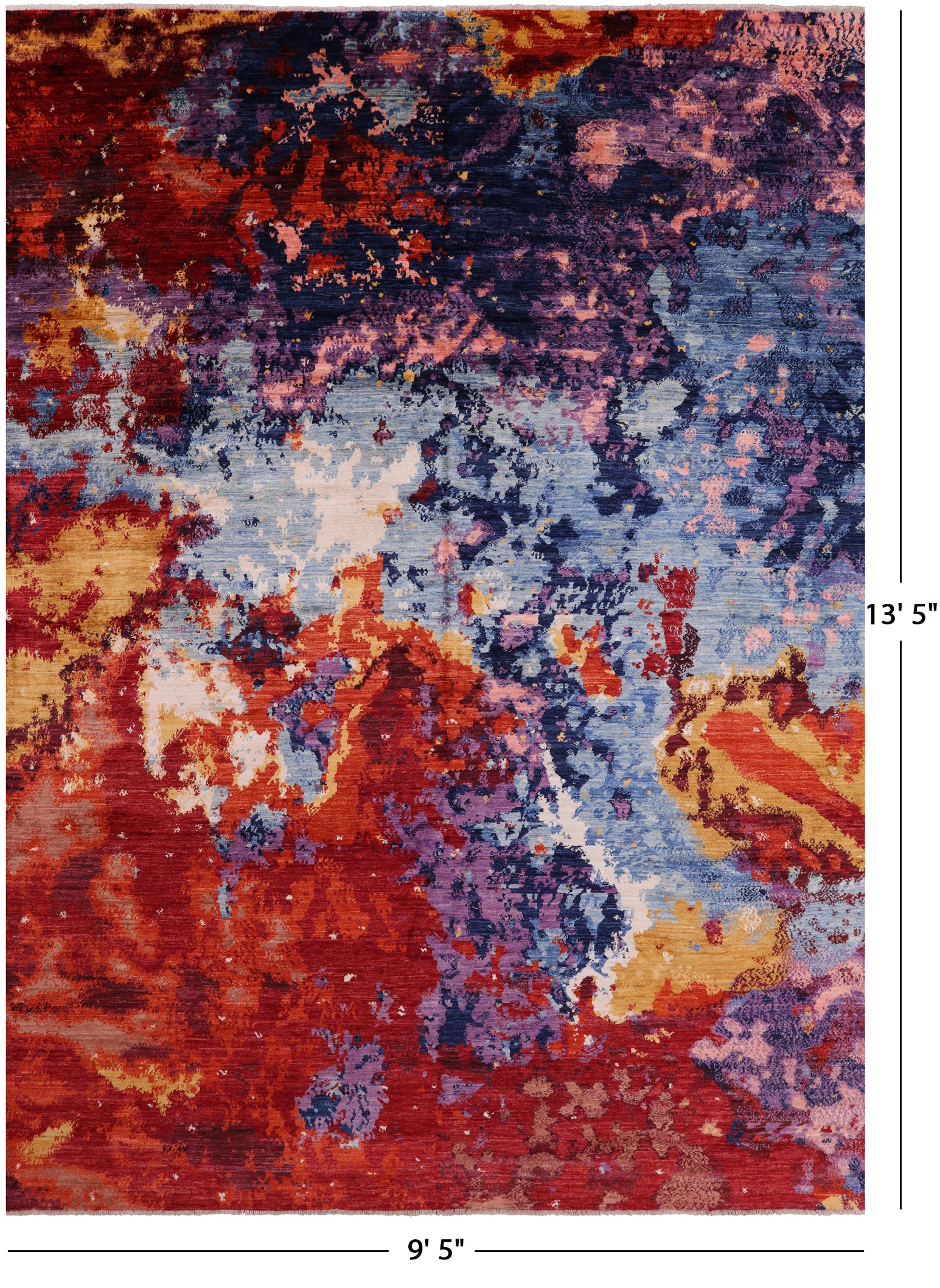 Abstract Contemporary Hand Knotted Wool Rug - 9' 5" X 13' 5" - Golden Nile