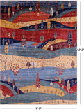 Tribal Persian Gabbeh Hand Knotted Wool Rug - 9' 0" X 12' 2" - Golden Nile