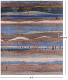 Tribal Persian Gabbeh Handmade Wool Rug - 8' 0" X 9' 9" - Golden Nile