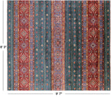 Green Khorjin Persian Gabbeh Hand Knotted Wool Rug - 8' 3" X 9' 7" - Golden Nile