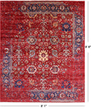 Red Persian Fine Serapi Handmade Wool Rug - 8' 1" X 9' 8" - Golden Nile