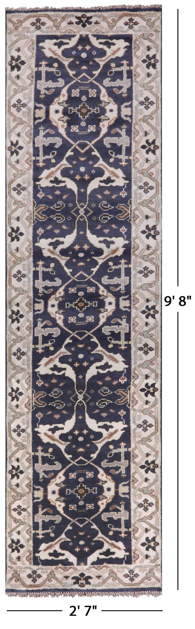 Turkish Oushak Hand Knotted Wool Runner Rug - 2' 7" X 9' 8" - Golden Nile