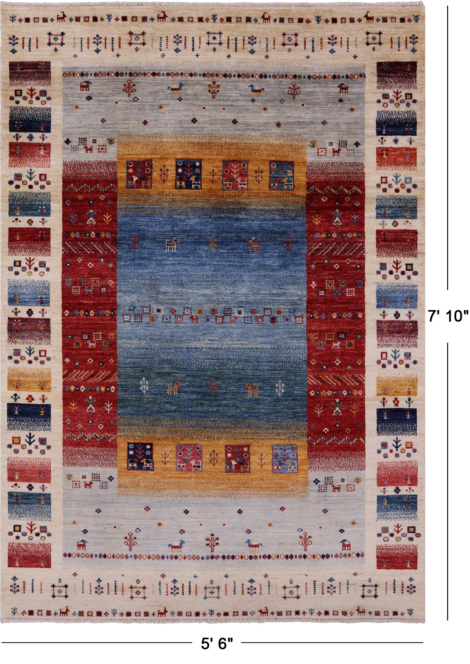 Tribal Persian Gabbeh Hand Knotted Wool Rug - 5' 6" X 7' 10" - Golden Nile