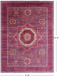Purple Geometric Persian Mamluk Hand Knotted Wool Rug - 9' 10" X 13' 4" - Golden Nile