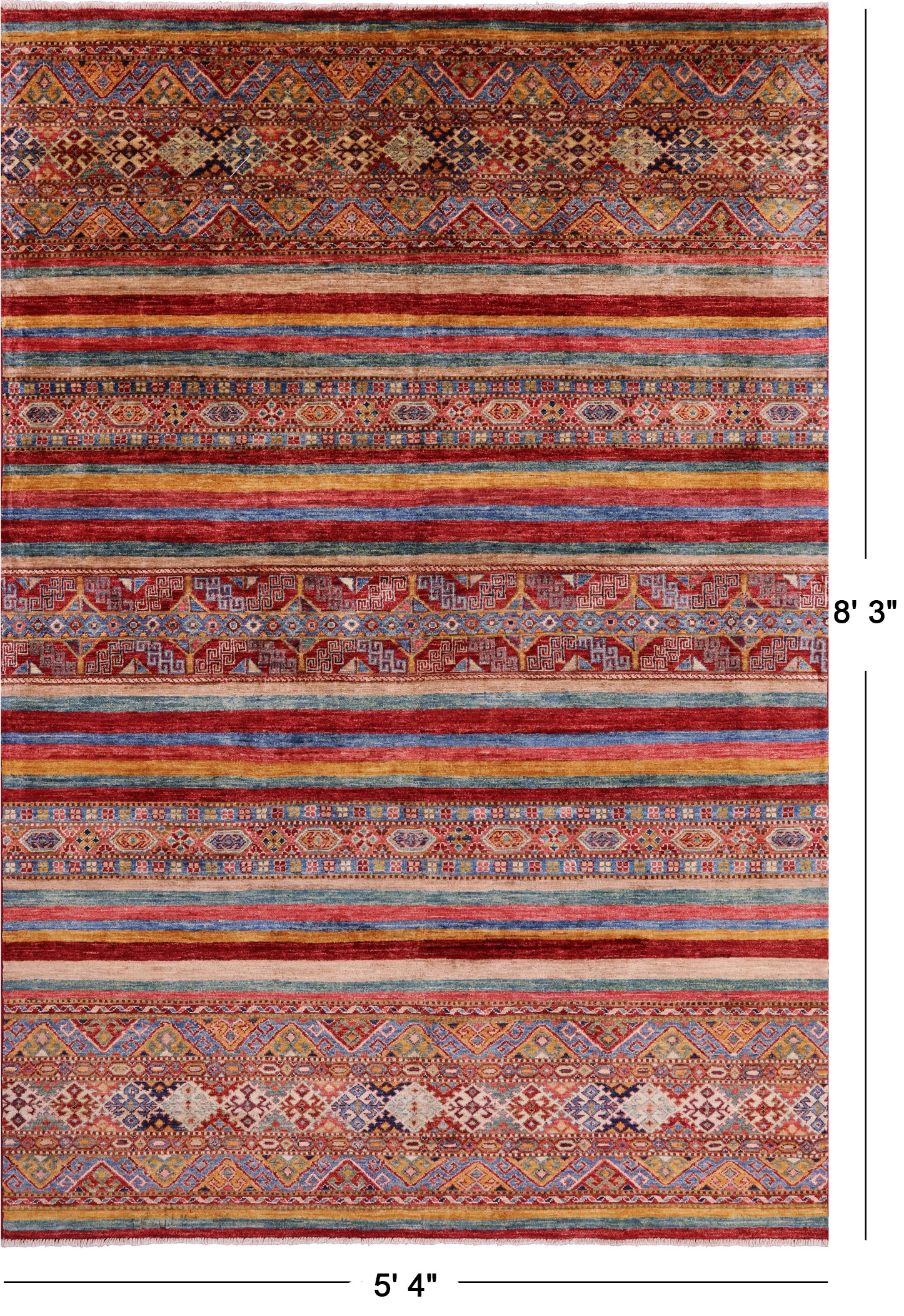 Khorjin Persian Gabbeh Hand Knotted Wool Rug - 5' 4" X 8' 3" - Golden Nile