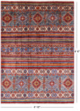 Khorjin Persian Gabbeh Hand Knotted Wool Rug - 4' 10" X 6' 6" - Golden Nile