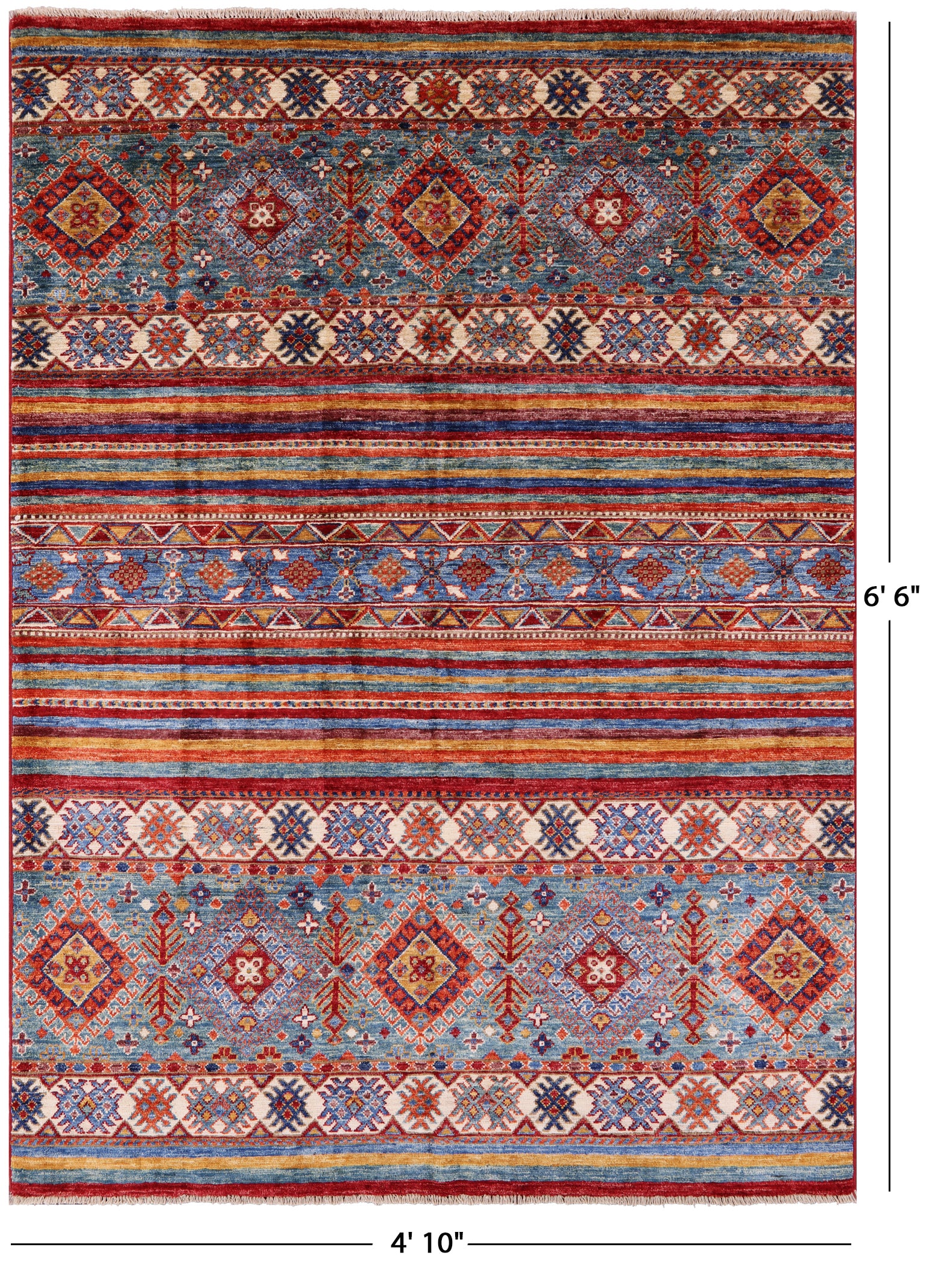 Khorjin Persian Gabbeh Hand Knotted Wool Rug - 4' 10" X 6' 6" - Golden Nile