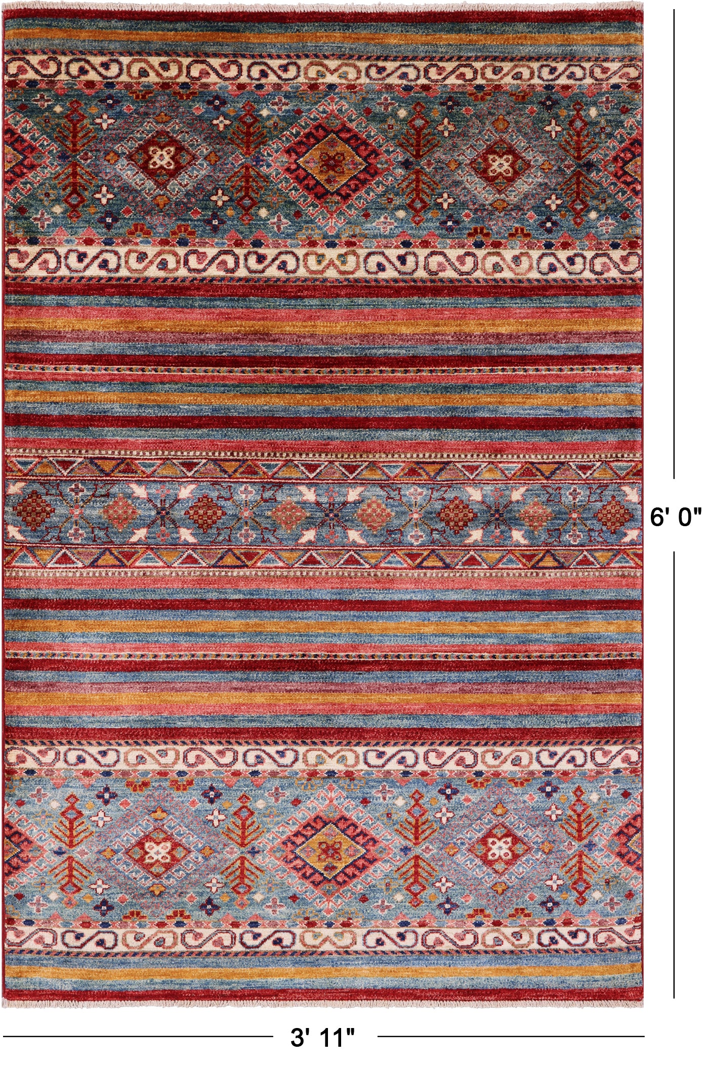 Khorjin Persian Gabbeh Hand Knotted Wool Rug - 3' 11" X 6' 0" - Golden Nile