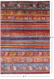 Khorjin Persian Gabbeh Hand Knotted Wool Rug - 4' 1" X 6' 1" - Golden Nile