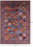 Blue Turkmen Ersari Hand Knotted Wool Rug - 6' 7" X 9' 7" - Golden Nile