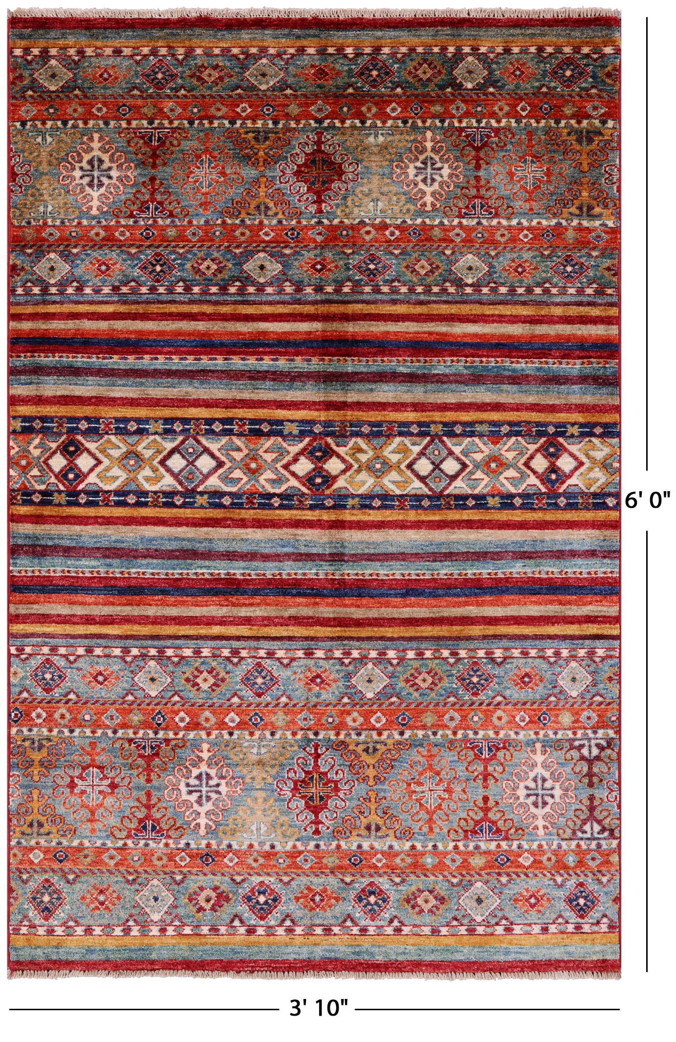 Khorjin Persian Gabbeh Hand Knotted Wool Rug - 3' 10" X 6' 0" - Golden Nile